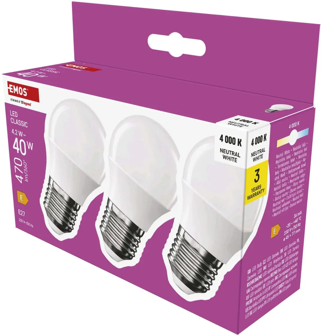 EMOS LED-lamp Classic Mini Globe / E27 / 4,2 W (40 W) / 470 lm / neutraal wit /