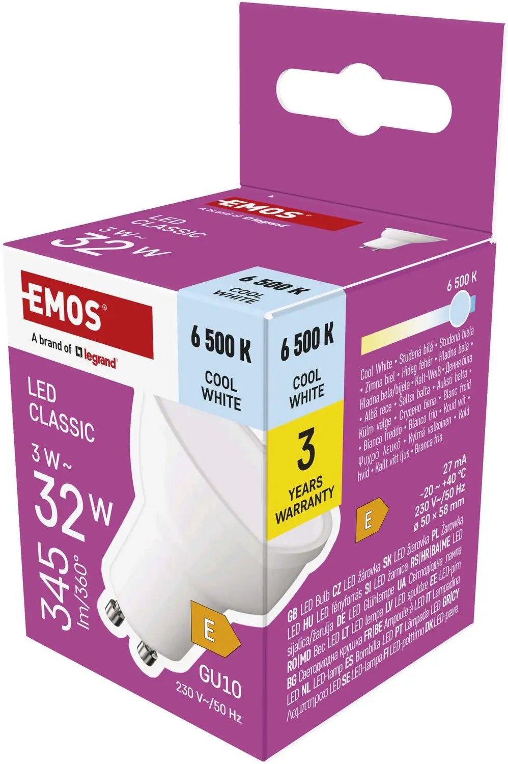 EMOS LED-lamp Classic MR16 wit / GU10 / 3 W (32 W) / 345 lm / koudwit, ZQ8E14