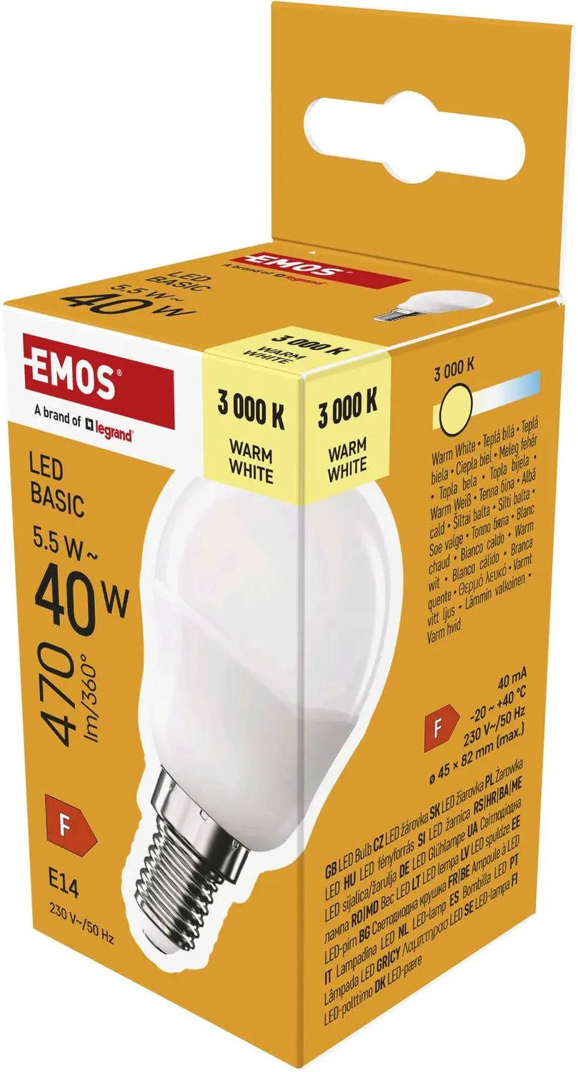 EMOS LED-lamp Basic Mini Globe / E14 / 5,5 W (40 W) / 470 lm / warm wit, ZL1F22
