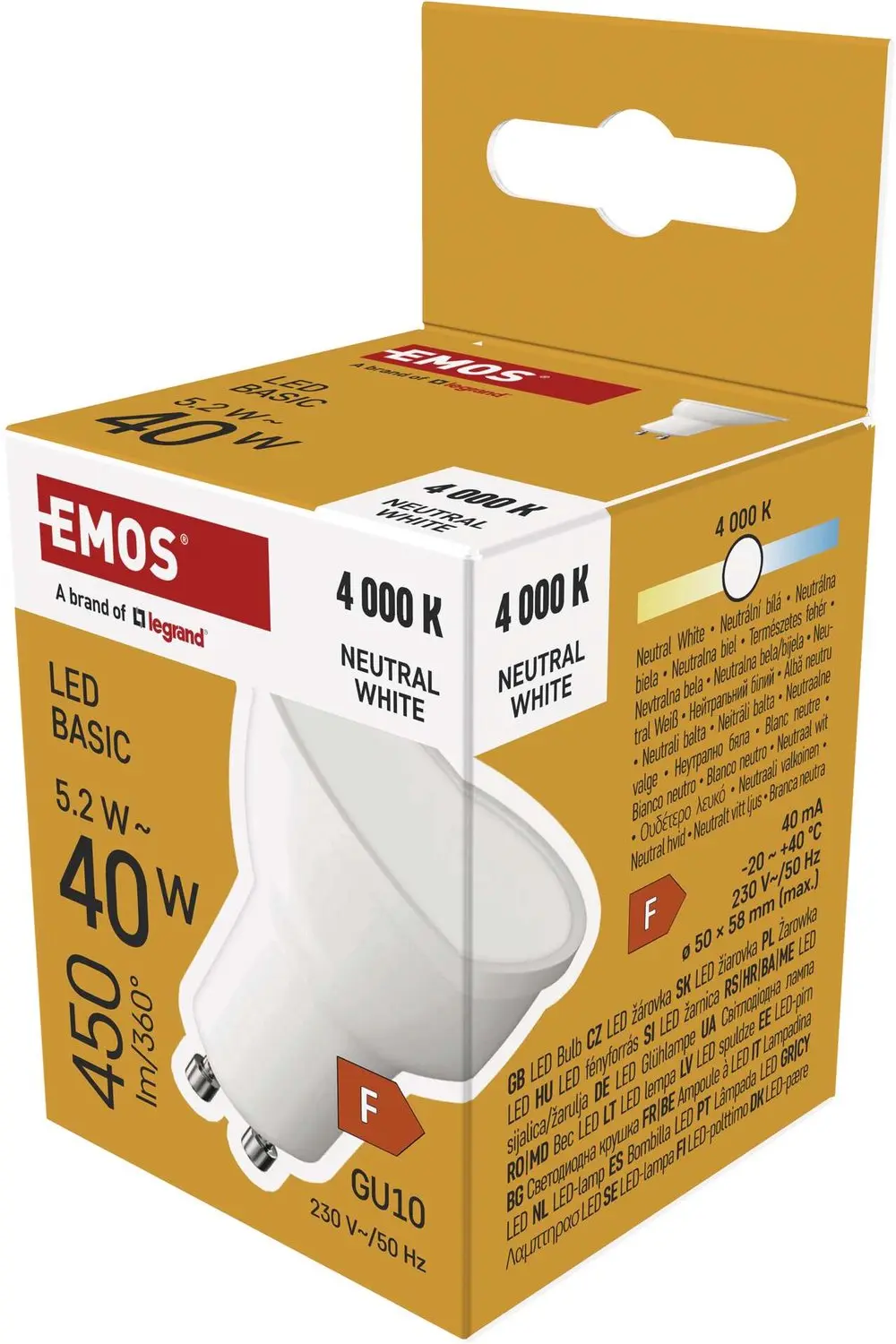 EMOS LED-lamp Basic MR16 / GU10 / 5,2 W (40 W) / 450 lm / neutraal wit, ZL8F23