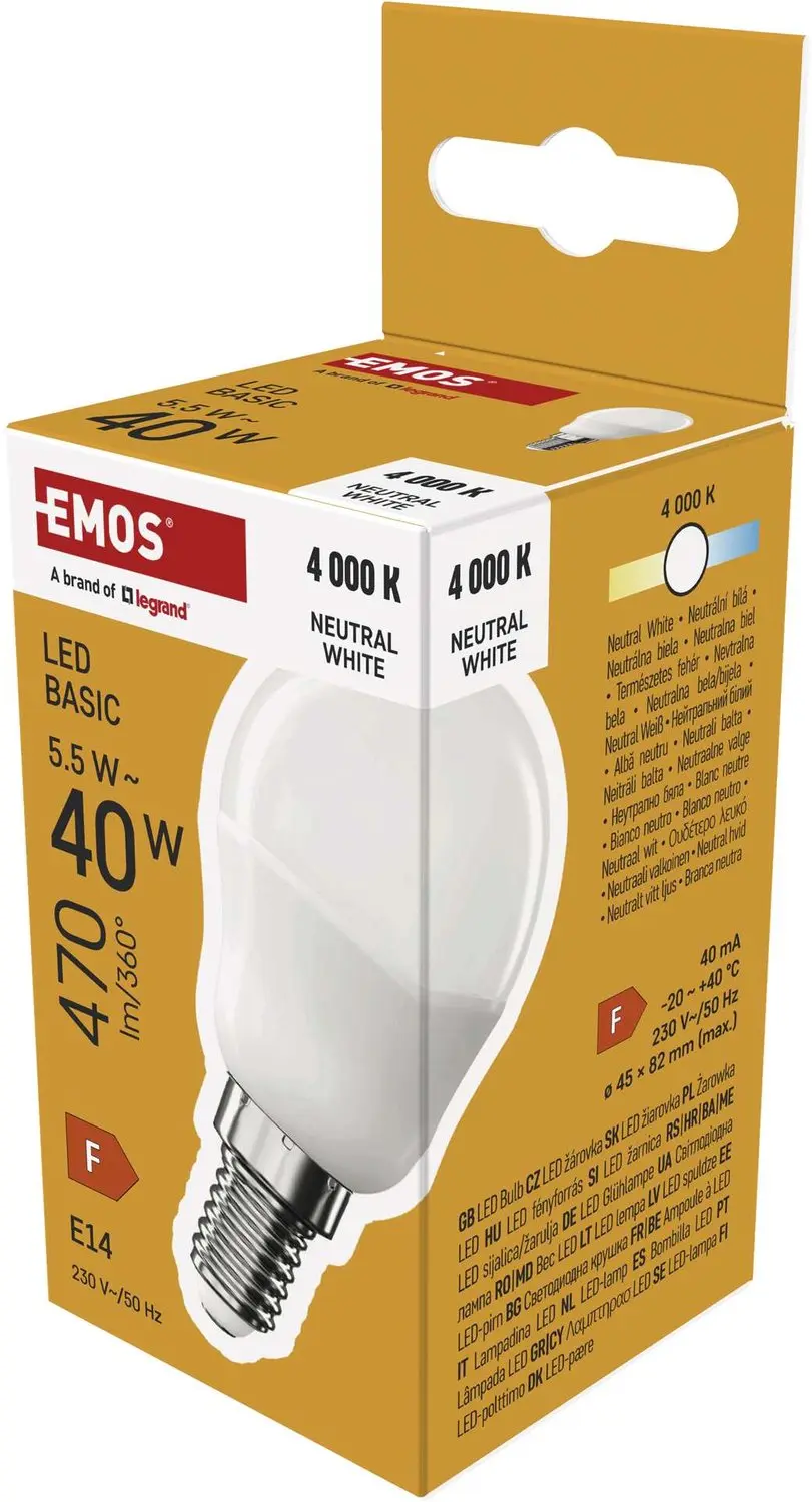 EMOS LED-lamp Basic Mini Globe / E14 / 5,5 W (40 W) / 470 lm / neutraal wit, ZL1