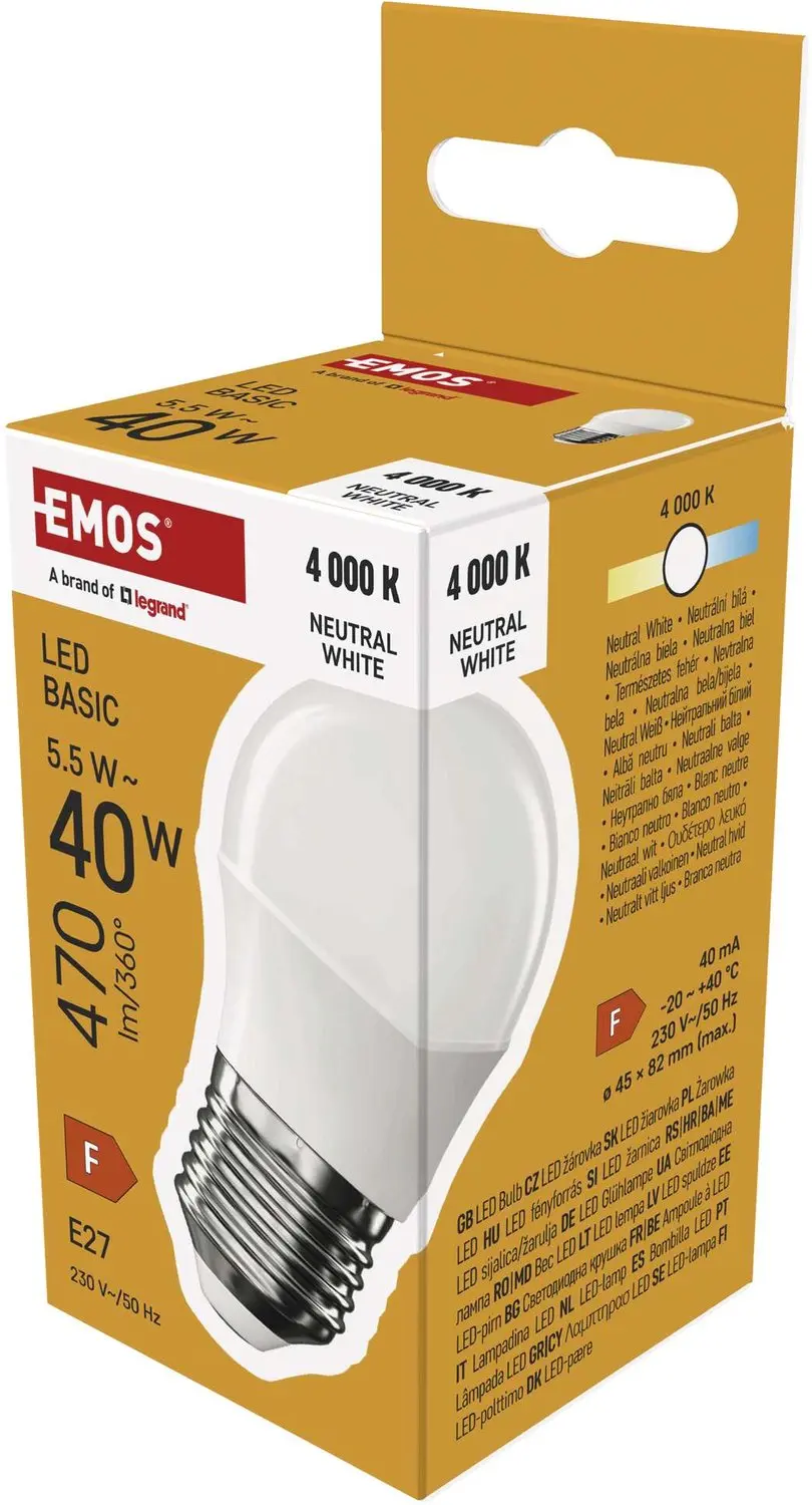 EMOS LED-lamp Basic Mini Globe / E27 / 5,5 W (40 W) / 470 lm / neutraal wit, ZL6