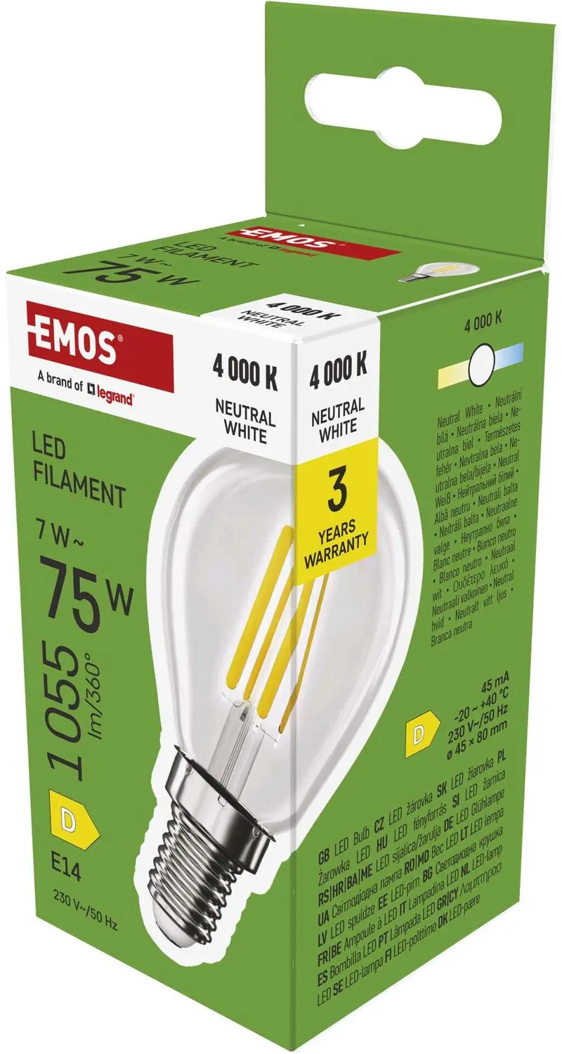 EMOS LED-lamp Filament Mini Globe / E14 / 7 W (75 W) / 1055 lm / neutraal wit, Z