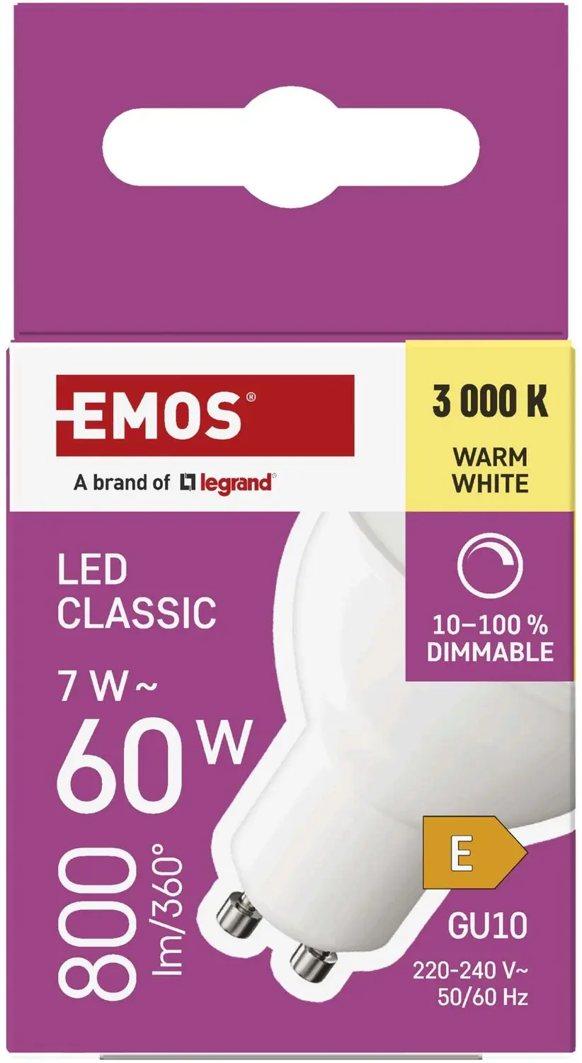 Emos LED-lamp Classic GU10 - 7W - 800lm - Warmwit - afbeelding 5 van 6