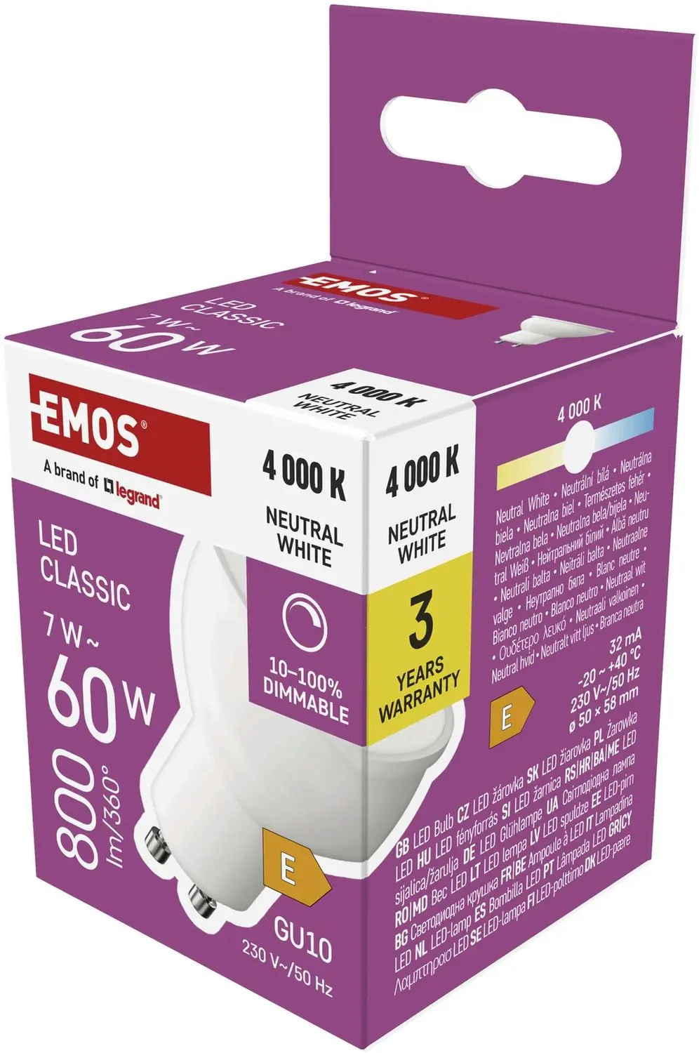 EMOS LED-lamp Classic MR16 / GU10 / 7 W (60 W) / 800 lm / neutraal wit / dimbaar