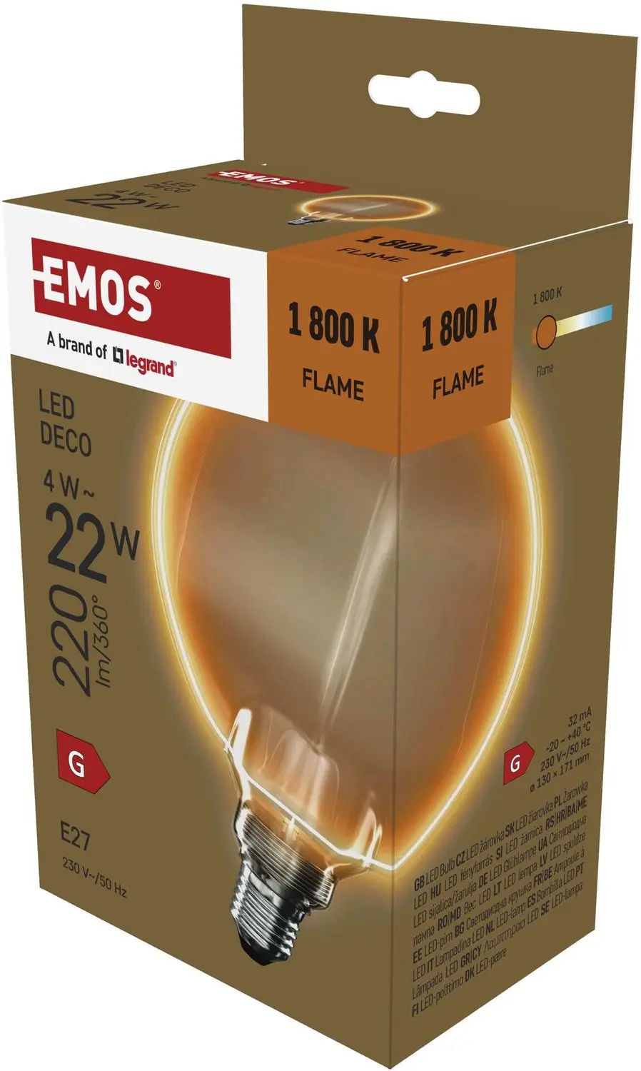 EMOS LED-lamp DECO G130OA / E27 / 4 W (22 W) / 220 lm / vlam, Z5BO11