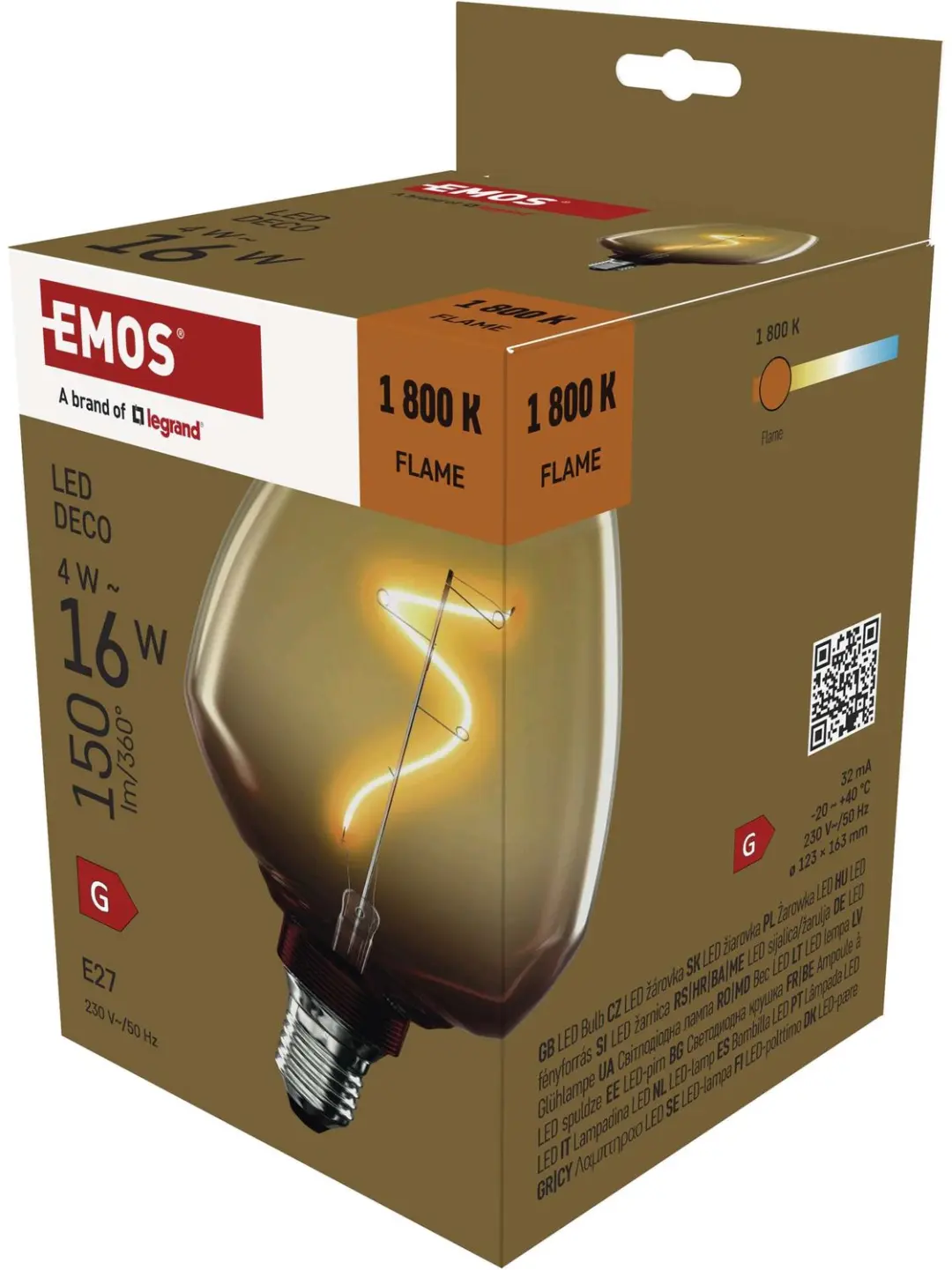 EMOS LED-lamp DECO S123 / E27 / 4 W (16 W) / 150 lm / vlam, Z59G01