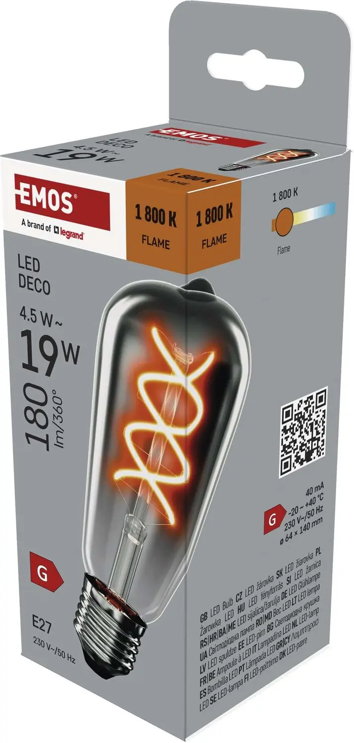 EMOS LED-lamp DECO SMOKED ST64 / E27 / 4,5 W (19 W) / 180 lm / vlam, Z57311