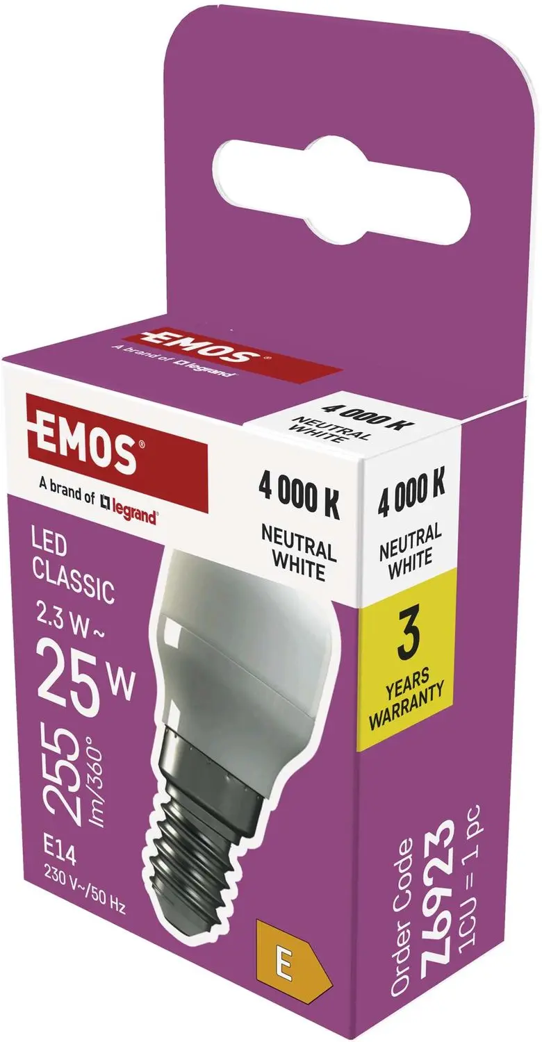 EMOS LED-lamp voor de koelkast ST26 / E14 / 2,3 W (25 W) / 255 lm / neutraal wit