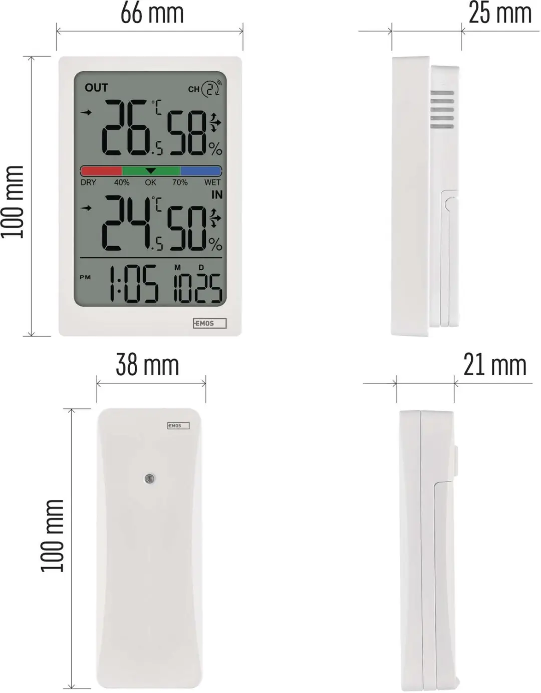 EMOS E0558W Digitale thermometer met vochtmeter - Wit - afbeelding 5 van 6
