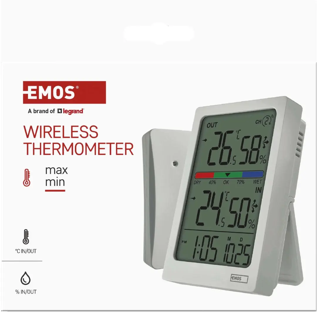 EMOS E0558W Digitale thermometer met vochtmeter - Wit - afbeelding 2 van 6