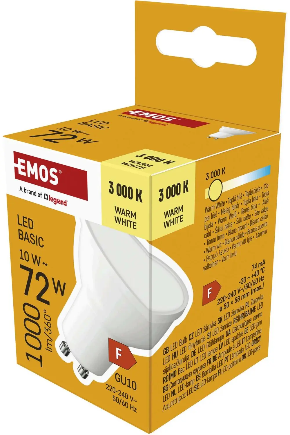 EMOS LED-lamp Basic MR16 wit / GU10 / 10 W (72 W) / 1000 lm / warm wit, ZL8F52