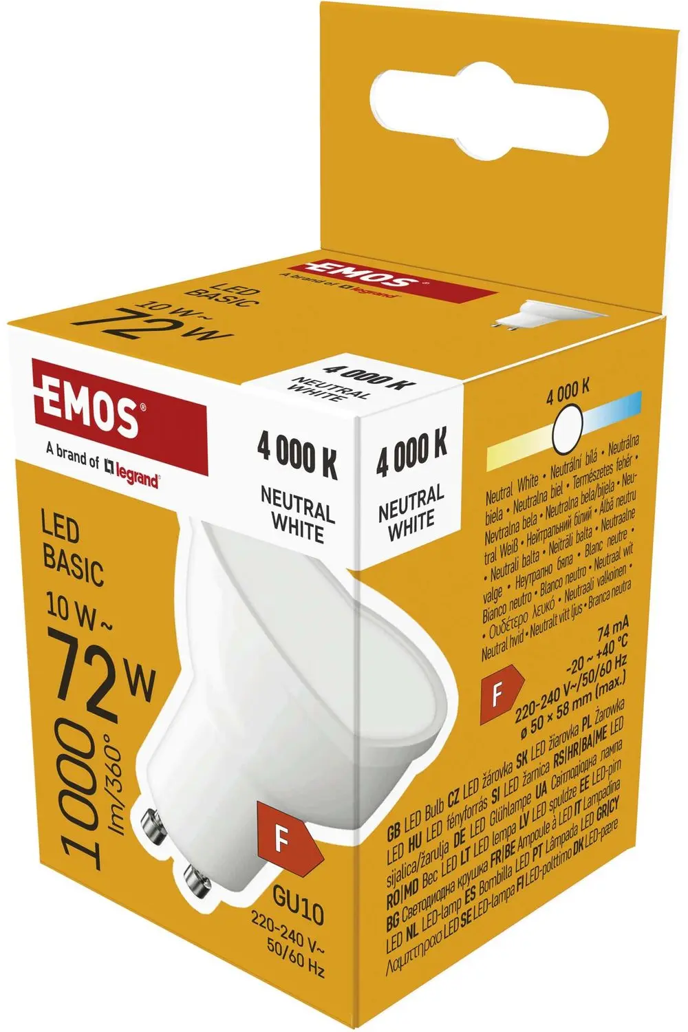 EMOS LED-lamp Basic MR16 wit / GU10 / 10 W (72 W) / 1000 lm / neutraal wit, ZL8F