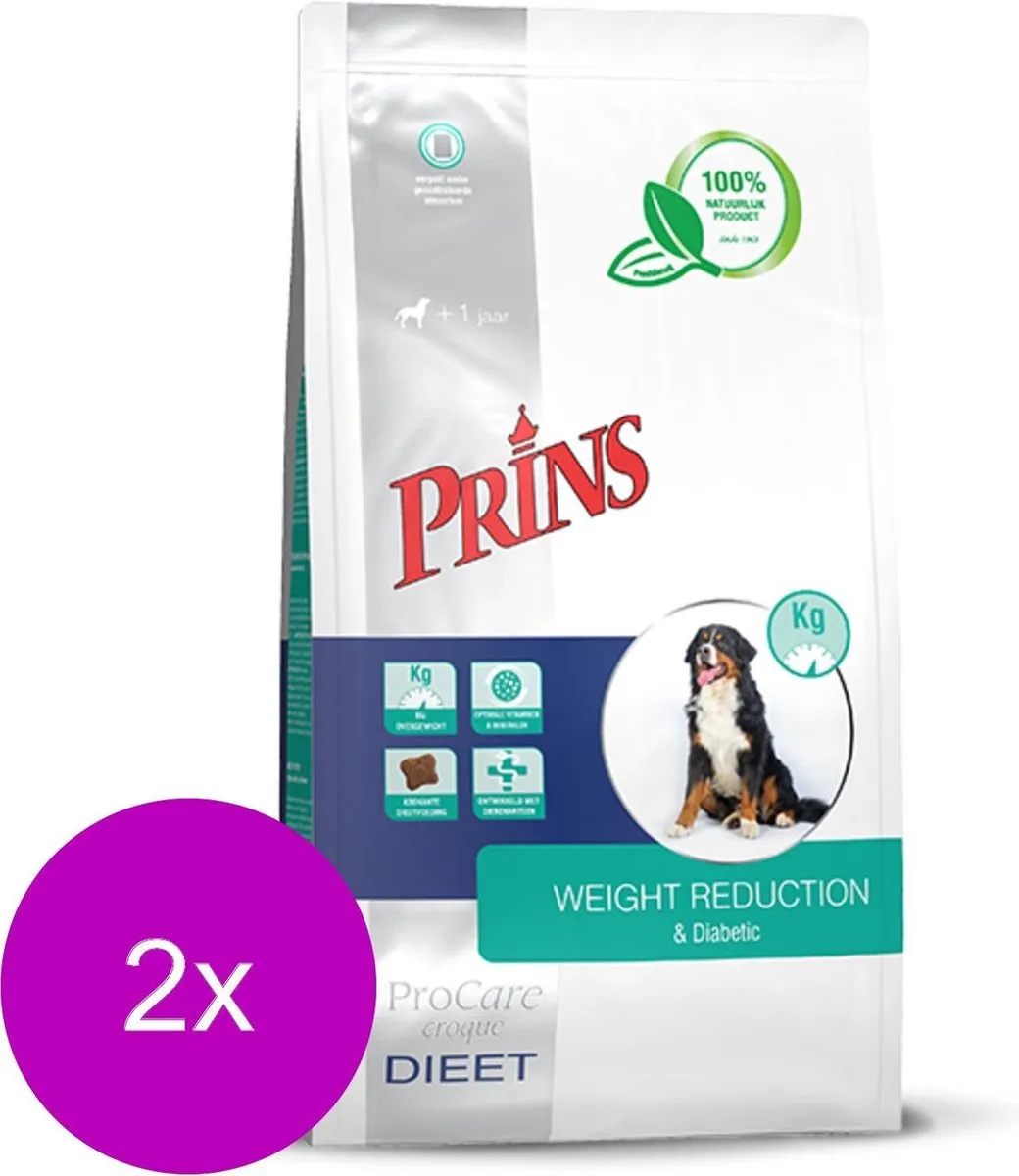 Prins Procare Croque Dieet Gewichtscontrole & Diabetes Gevogelte Hondenvoer - 2x10kg