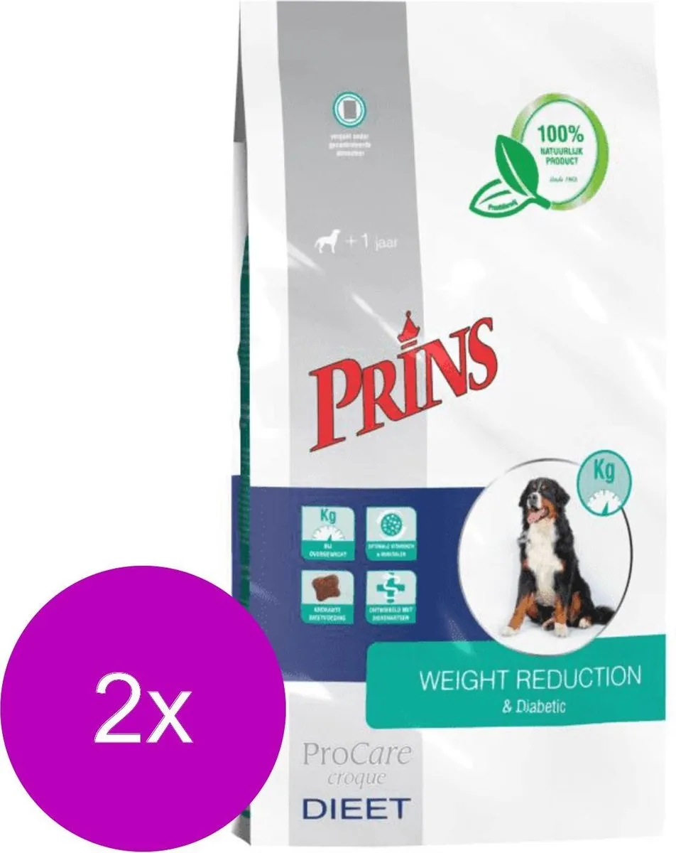 Prins Procare Croque Dieet Gewichtscontrole & Diabetes Gevogelte Hondenvoer - 2x10kg