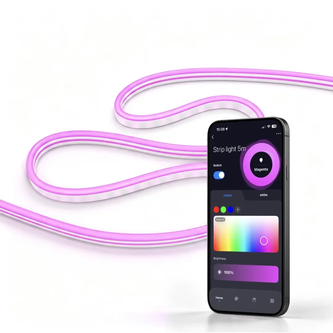 Calex Smart Outdoor Neon Ledstrip, 5 m, voor Binnen & Buiten, Koud- tot Warm Wit