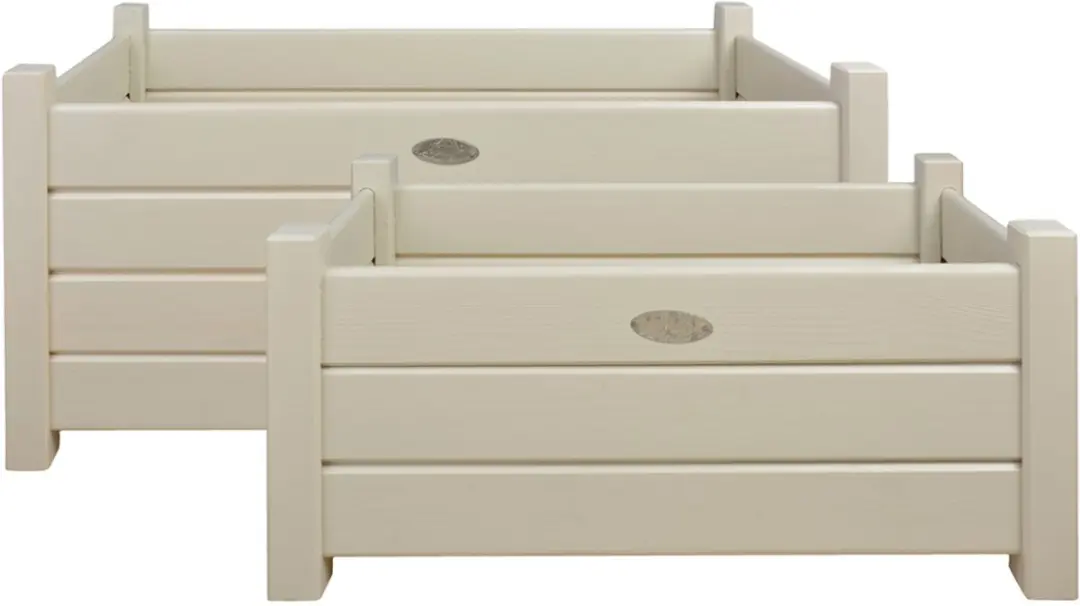 Set van 2 Cr\xe8mekleurige "Versailles" Rechthoekige Plantenbakken