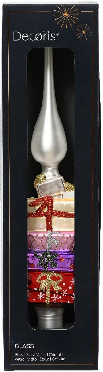 Decoris Kerstpiek Glas Ø6x29cm - Multi - afbeelding 3 van 3