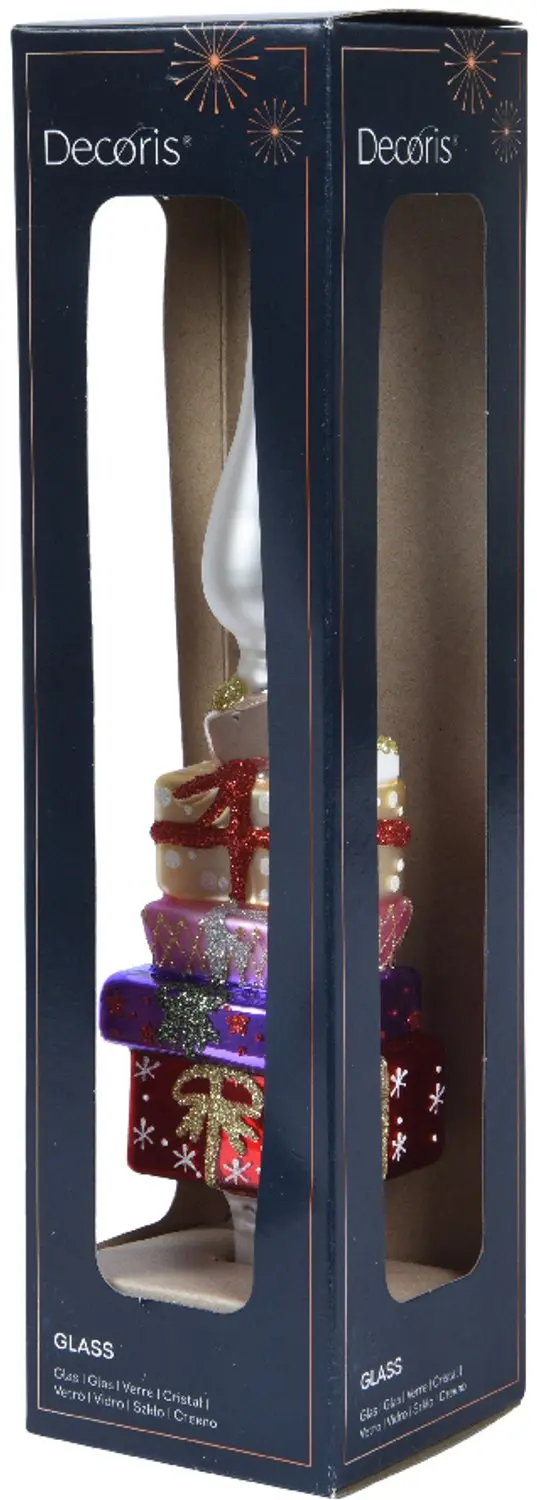 Decoris Kerstpiek Glas Ø6x29cm - Multi - afbeelding 2 van 3