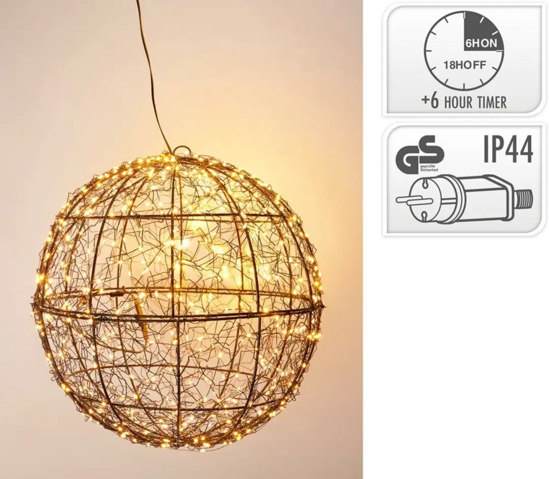 Sfeervolle Verlichte bal met 500 LED zwart 35 cm