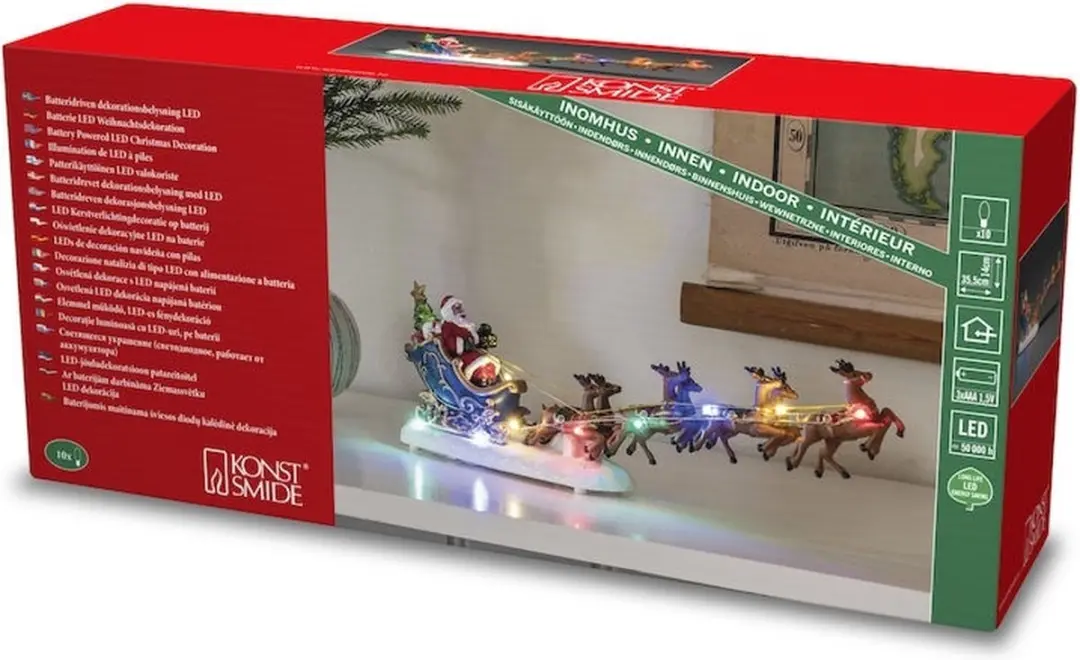 Konstsmide Kerstman in Slee Kerstfiguur - 10 LEDs - afbeelding 3 van 6