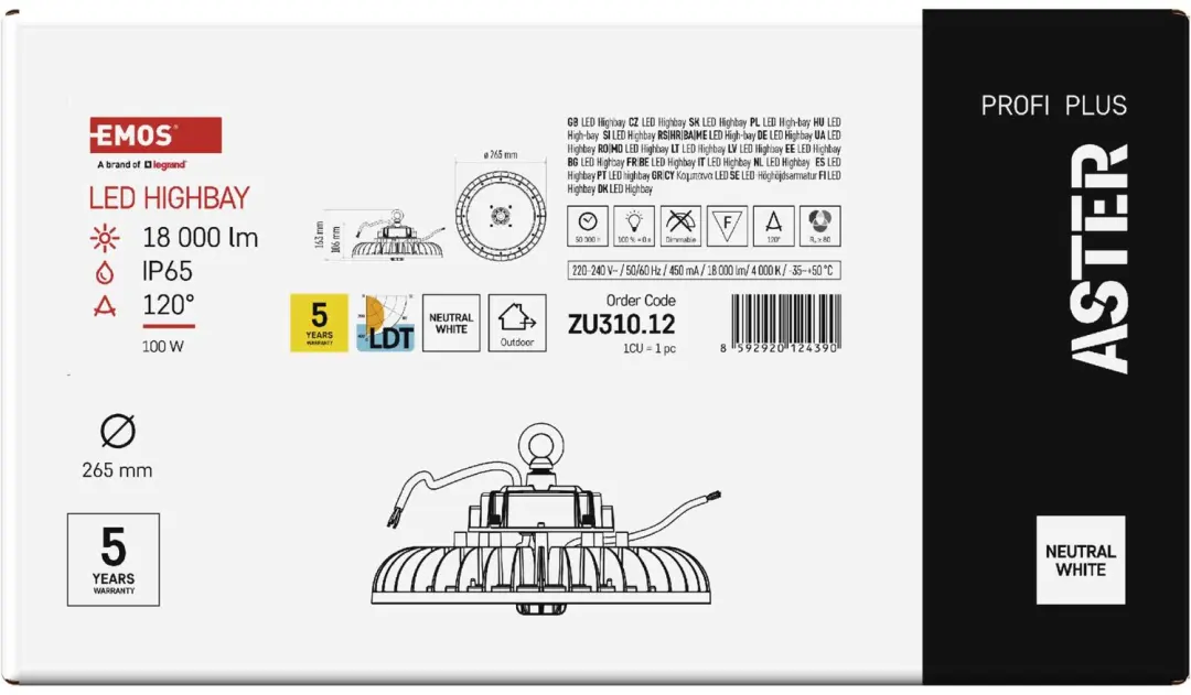Emos HIGHBAY ASTER LED-hoogbouwspot - 100W - 120° - afbeelding 6 van 6