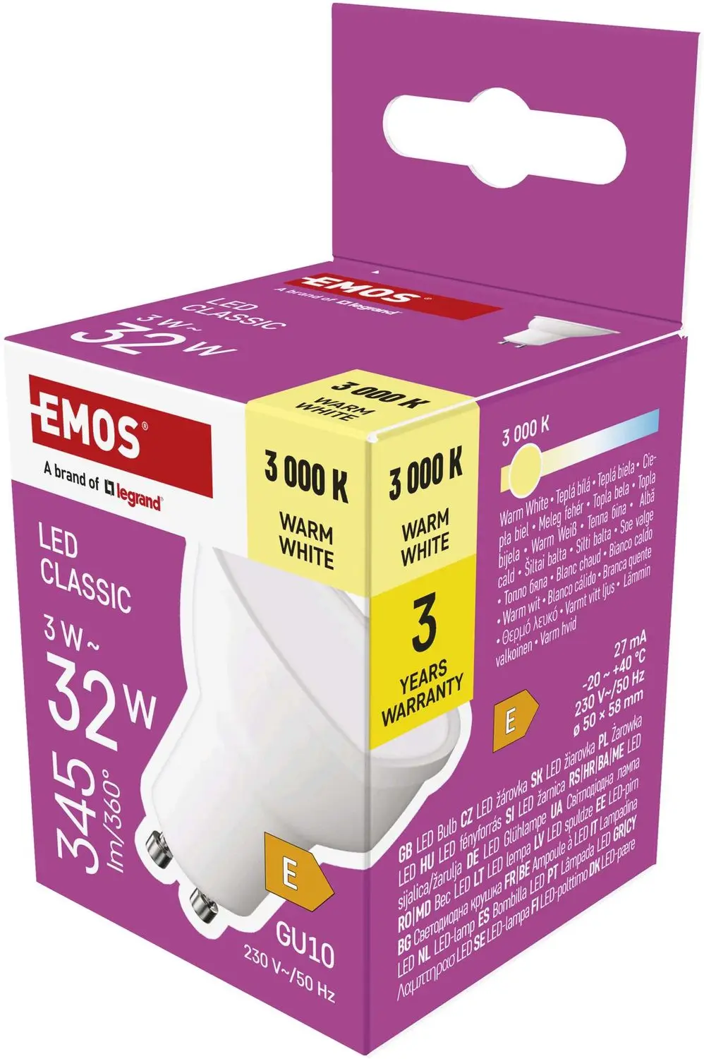 EMOS LED-lamp Classic MR16 wit / GU10 / 3 W (32 W) / 345 lm / warm wit, ZQ8E12