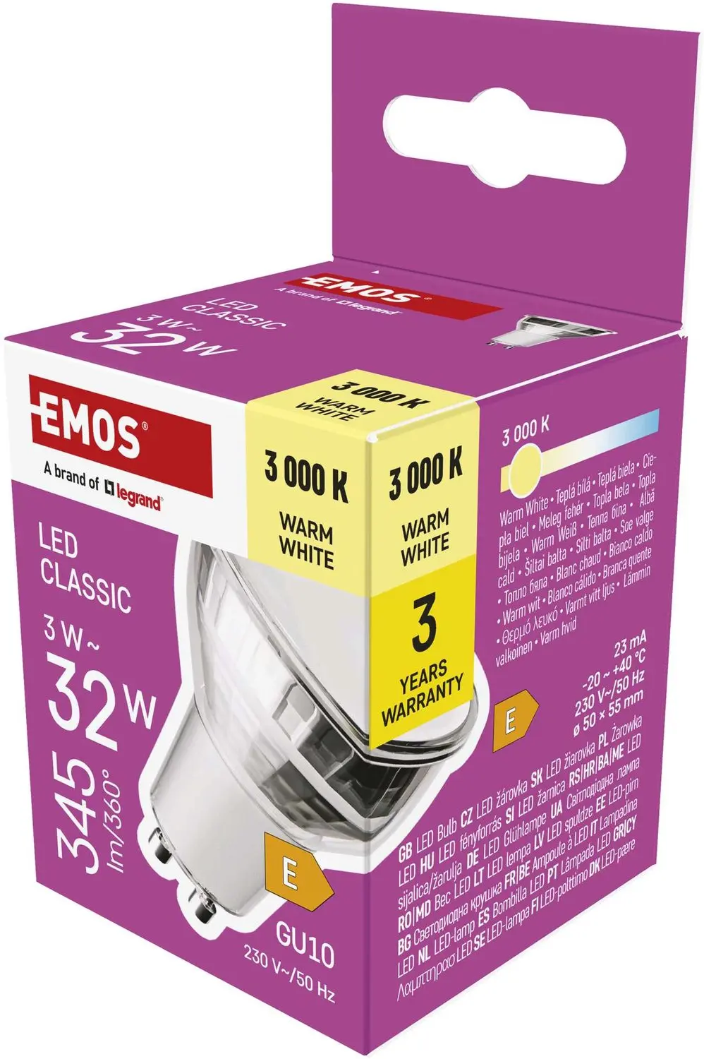 EMOS LED-lamp Classic MR16 zilver / GU10 / 3 W (32 W) / 345 lm / warm wit, ZQ8E1
