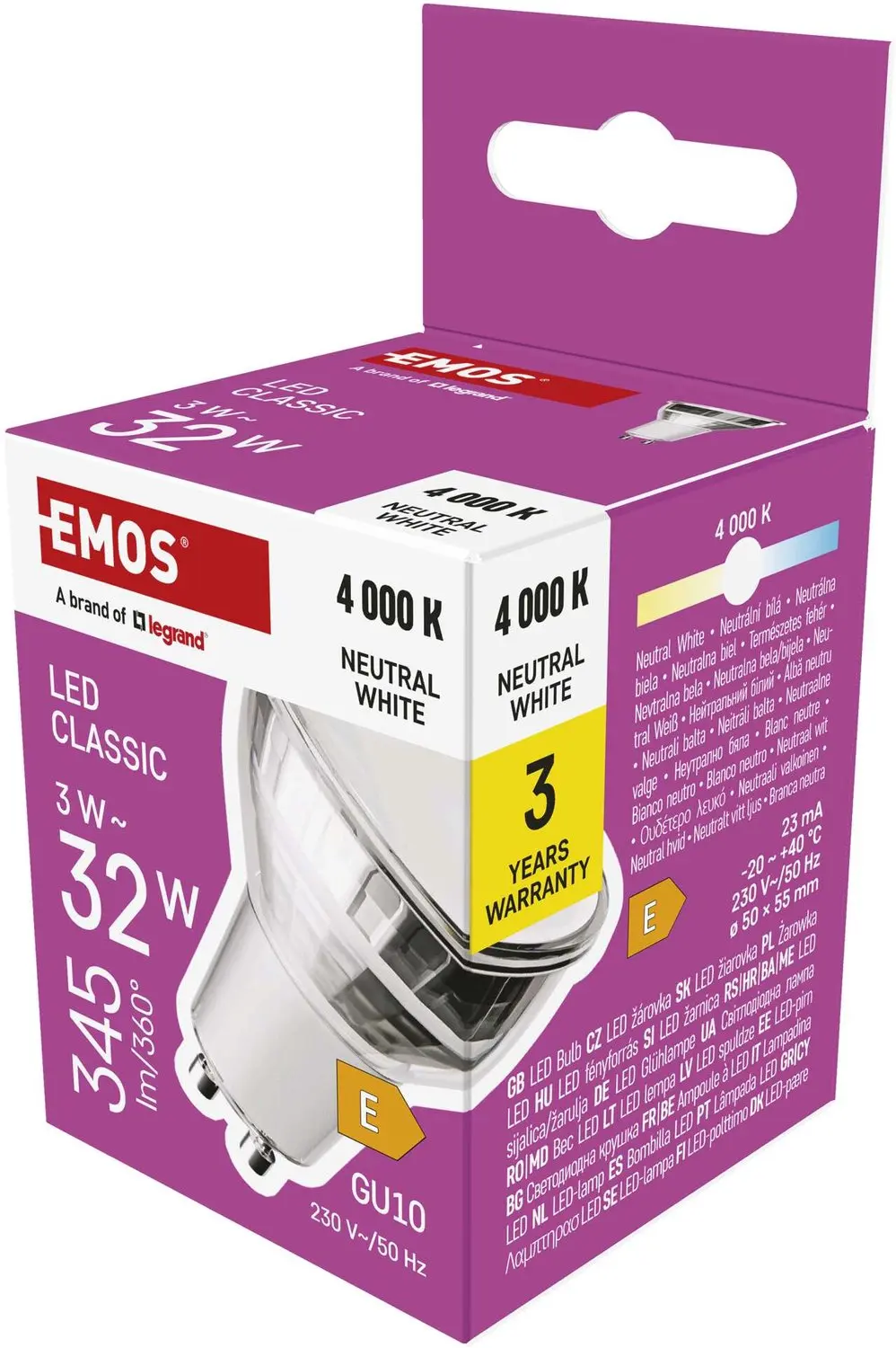 EMOS LED-lamp Classic MR16 zilver / GU10 / 3 W (32 W) / 345 lm / neutraal wit, Z