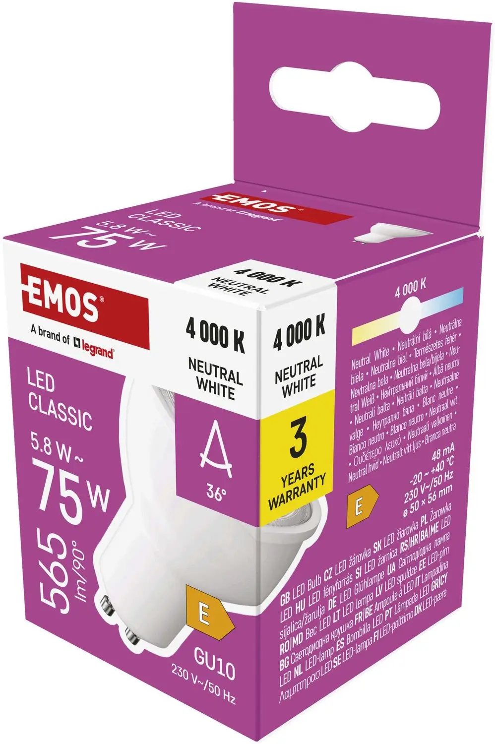 EMOS LED-lamp Classic MR16 / GU10 / 5,8 W (75 W) / 565 lm / neutraal wit, ZQ8E33