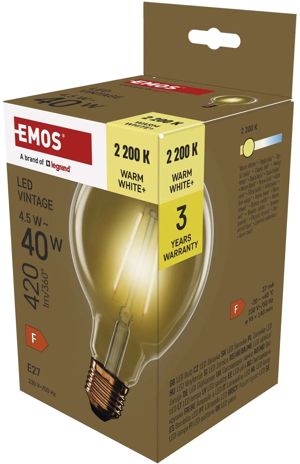 EMOS LED-lamp Vintage G95 / E27 / 4,5 W (40 W) / 420 lm / warm wit, Z52032