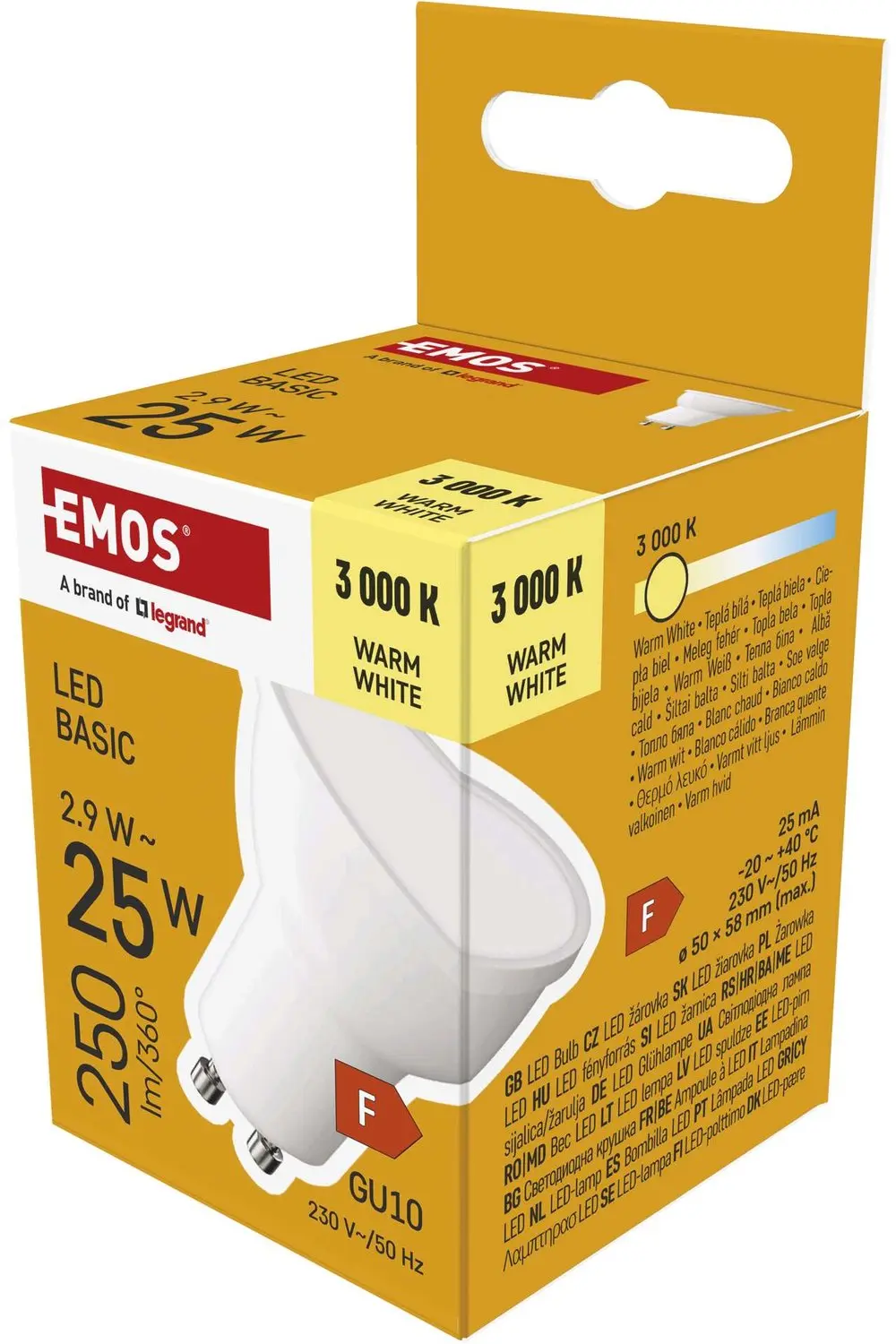 EMOS LED-lamp Basic MR16 / GU10 / 2,9 W (25 W) / 250 lm / warm wit, ZL8F02