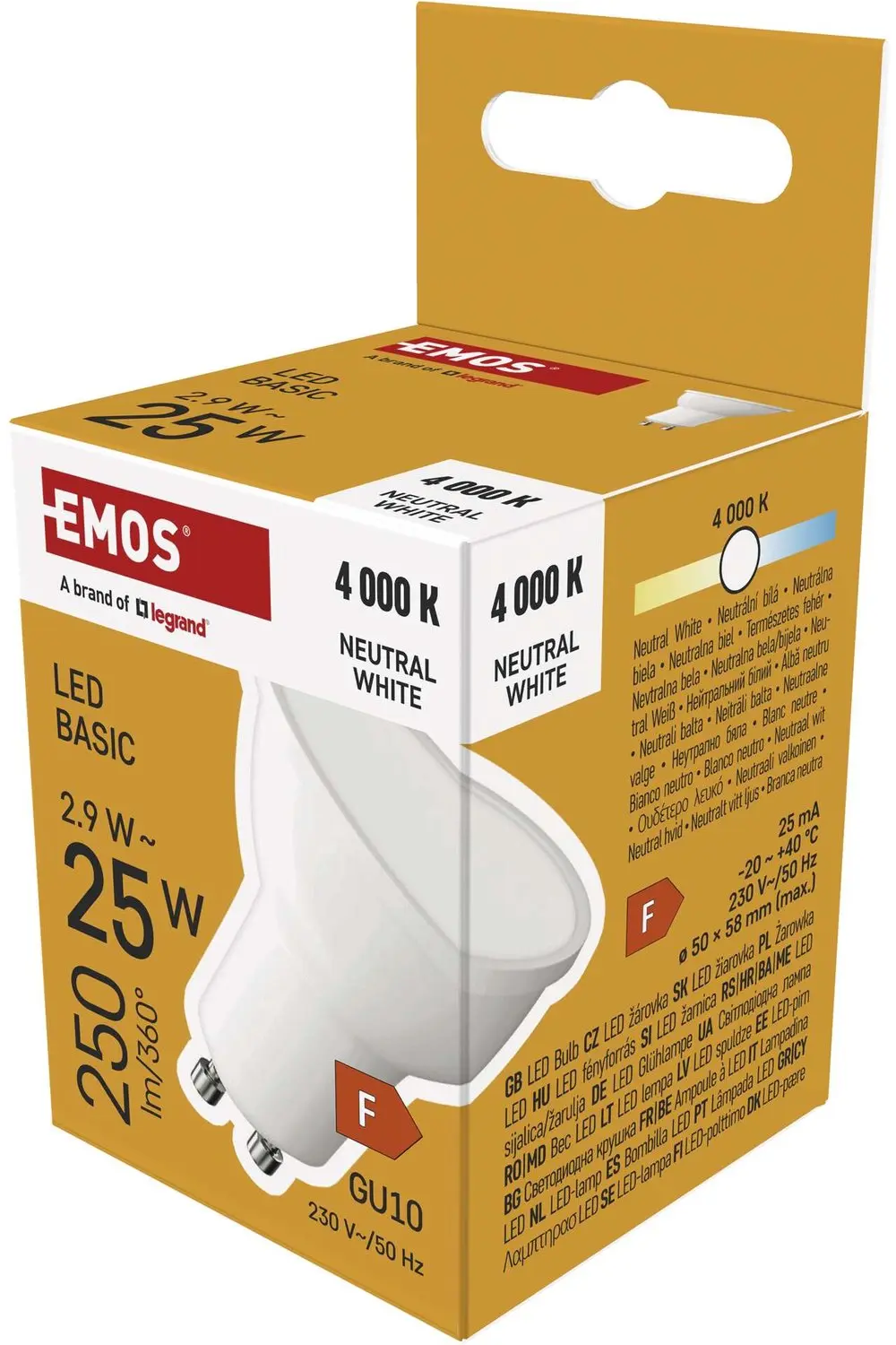 EMOS LED-lamp Basic MR16 / GU10 / 2,9 W (25 W) / 250 lm / neutraal wit, ZL8F03