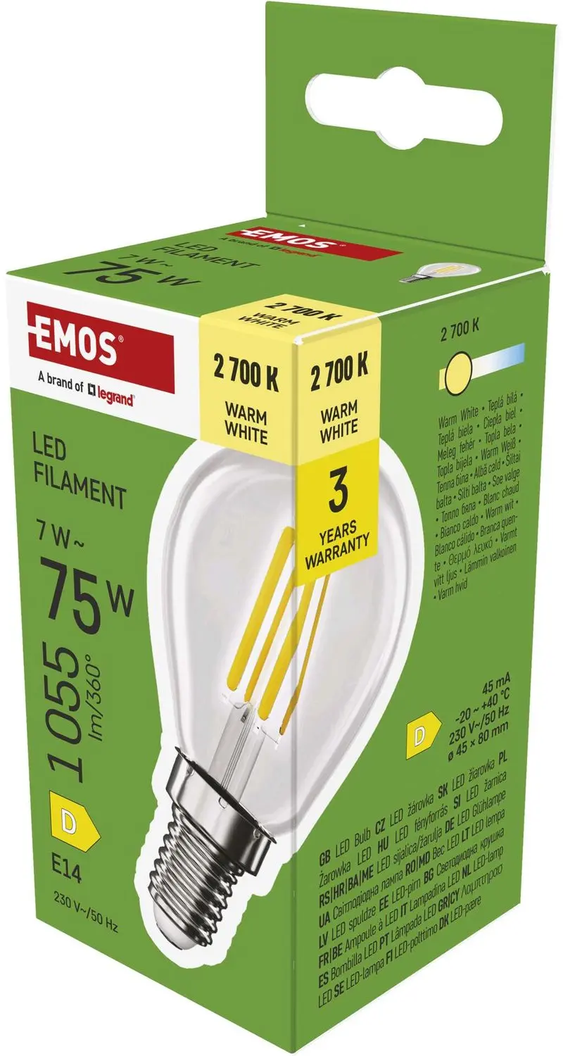 EMOS LED-lamp Filament Mini Globe / E14 / 7 W (75 W) / 1055 lm / warm wit, ZF1D5