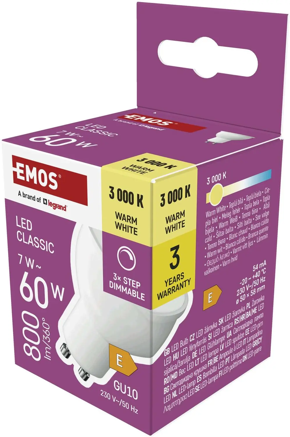 EMOS LED-lamp Classic MR16 / GU10 / 7 W (60 W) / 800 lm / warmwit / traploos dim