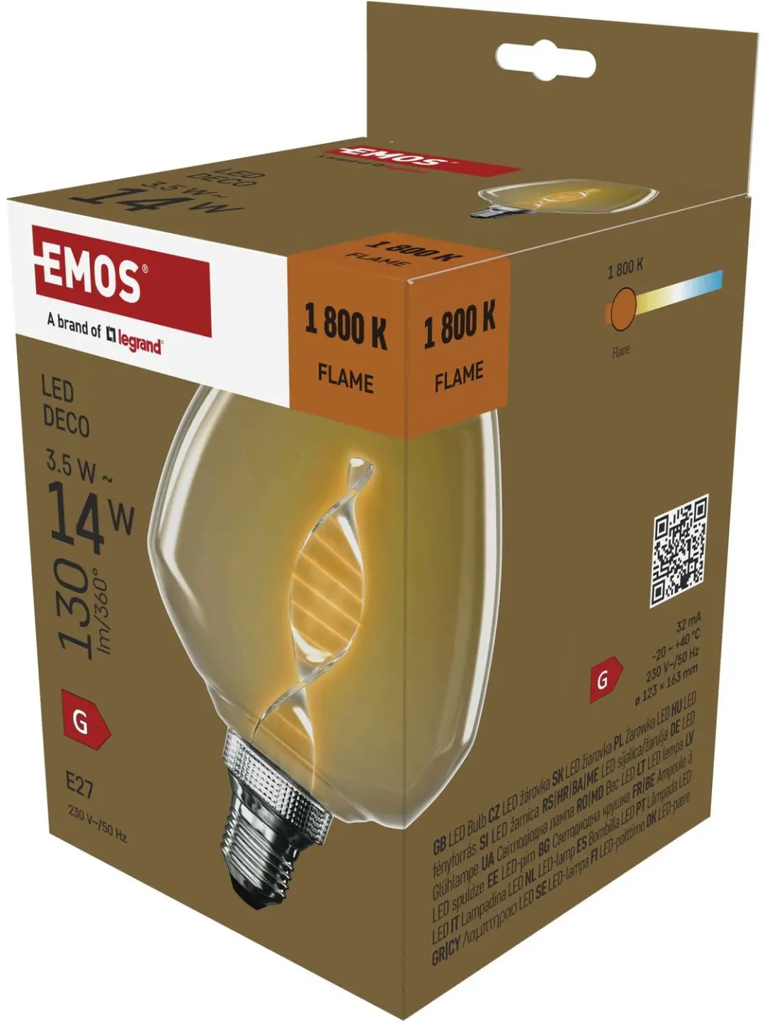 EMOS LED-lamp DECO S123 / E27 / 3,5 W (14 W) / 130 lm / vlam, Z59D01