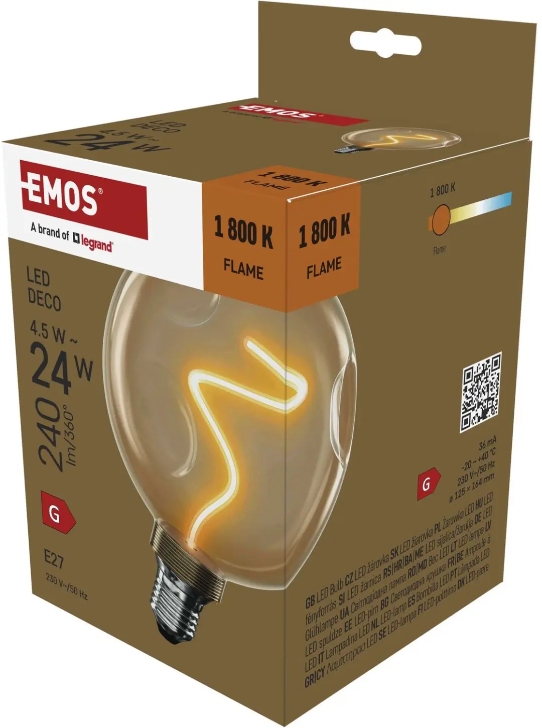 EMOS LED-lamp DECO CG125A / E27 / 4,5 W (24 W) / 240 lm / vlam, Z50B11