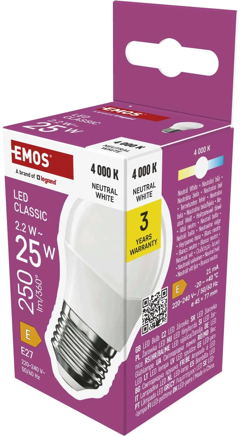 Emos CLS Mini Globe LED-lamp E27 2,2W - Neutraal wit - afbeelding 3 van 6