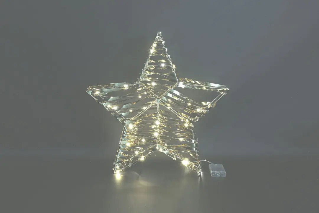 Countryfield kerstster LED decoratie goud 40cm glimmend metaal.
