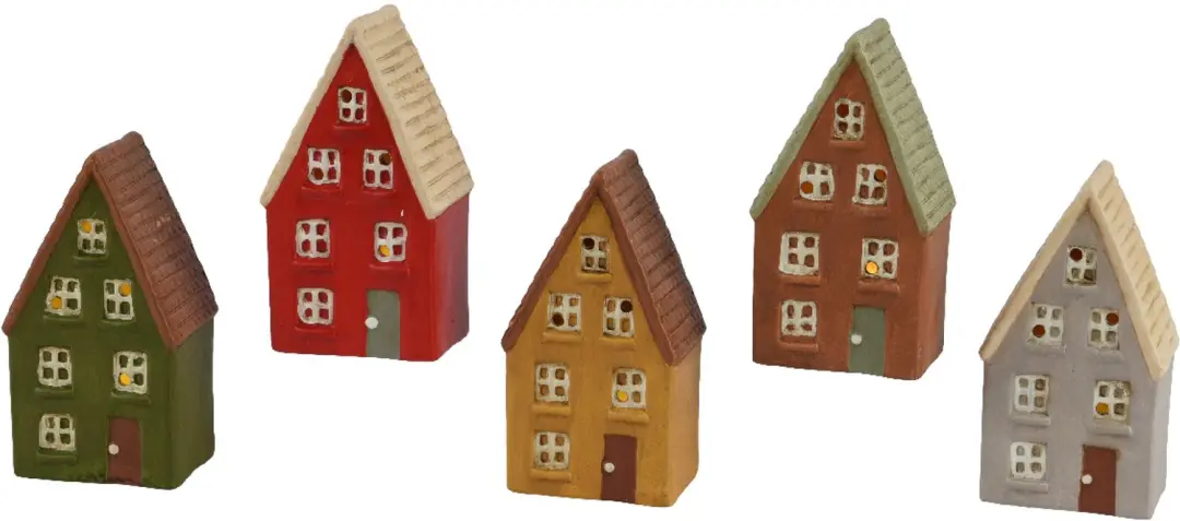 LED huis M terracotta assortiproduct, serie van 5 (prijs per stuk)