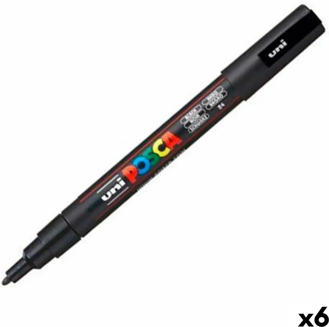 Posca PC-3M Markeerstift - 6 Stuks Zwart
