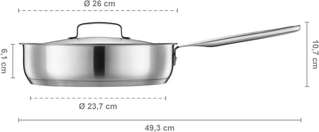 Fiskars All Steel Hapjespan 26cm met Deksel - RVS - afbeelding 3 van 6