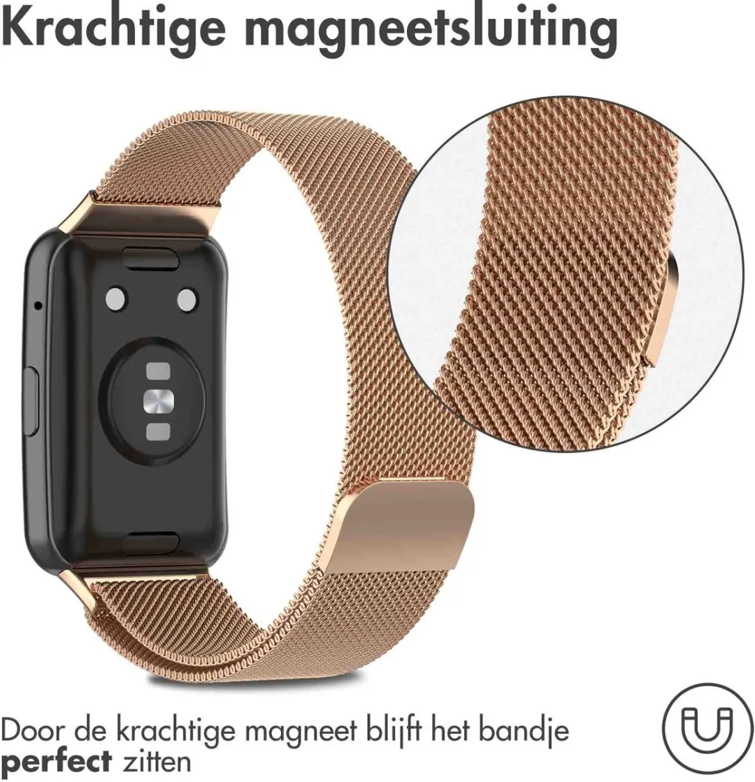 Imoshion Milanees Magnetisch Bandje Rosé Goud - Huawei Watch Fit