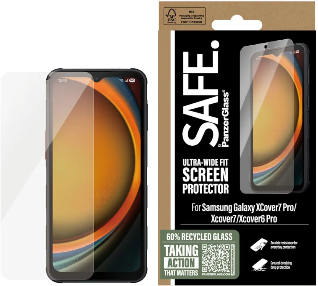 PanzerGlass SAFE Ultra-Wide Fit Screenprotector Samsung Galaxy Xcover 7 Pro