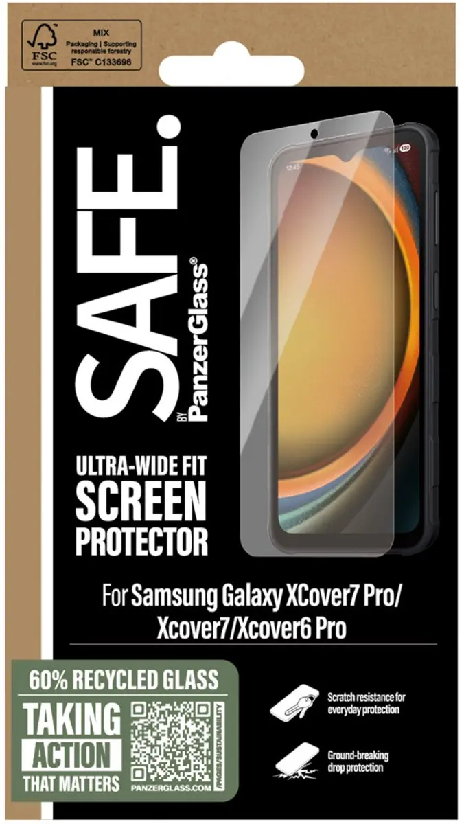 PanzerGlass SAFE Ultra-Wide Fit Screenprotector Samsung Galaxy Xcover 7 Pro - afbeelding 4 van 4