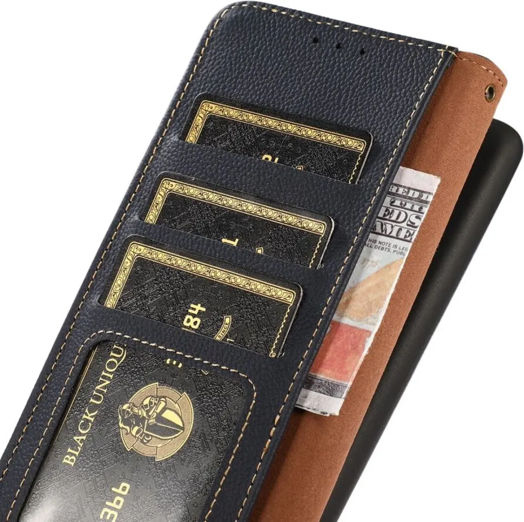 Khazneh RFID Book Case Hoesje iPhone 15 - Blauw - afbeelding 4 van 6