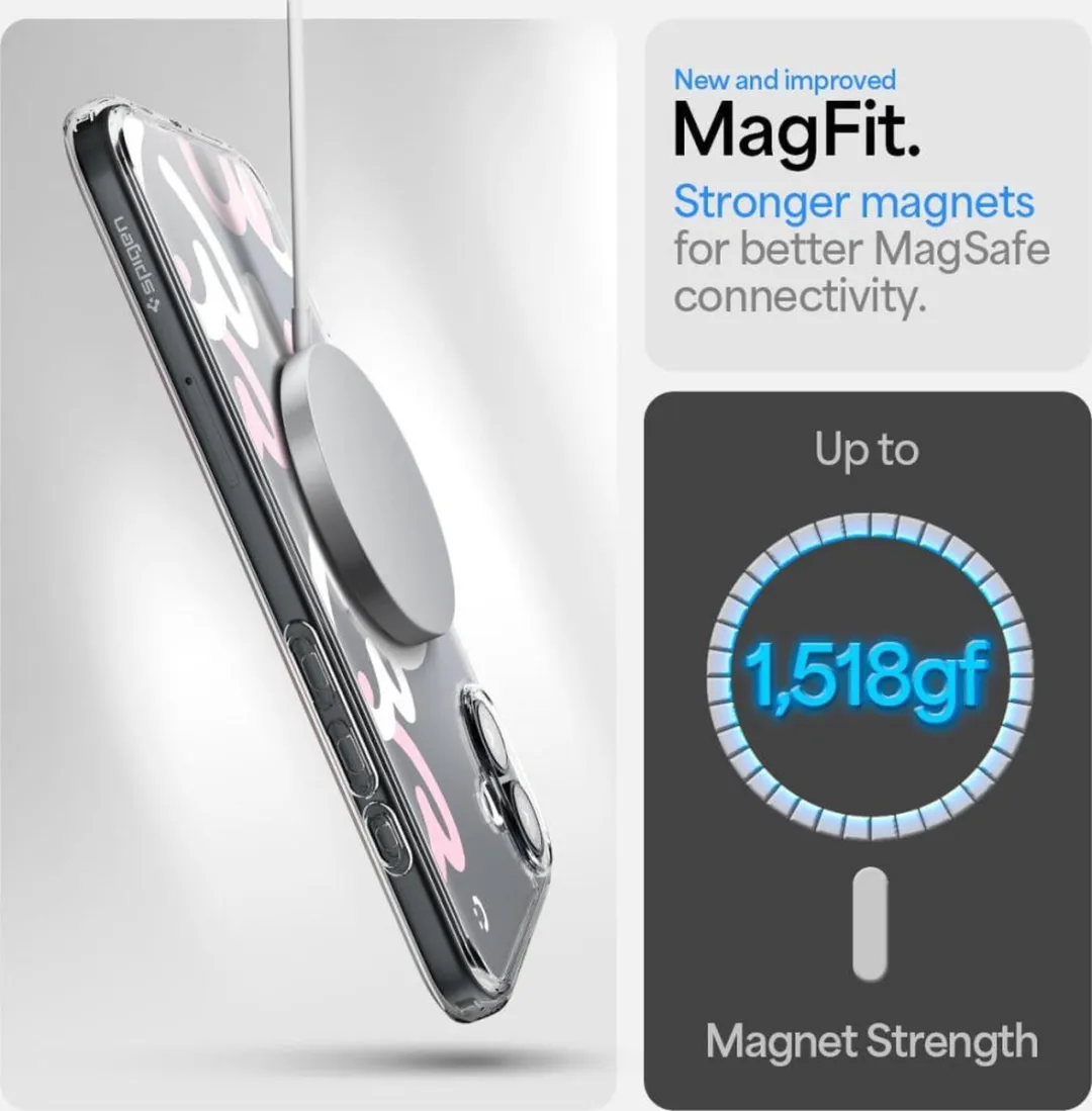 Spigen Ultra Hybrid MagFit ACS08280 Hoesje - iPhone 16 - MagSafe - Wit/Roze