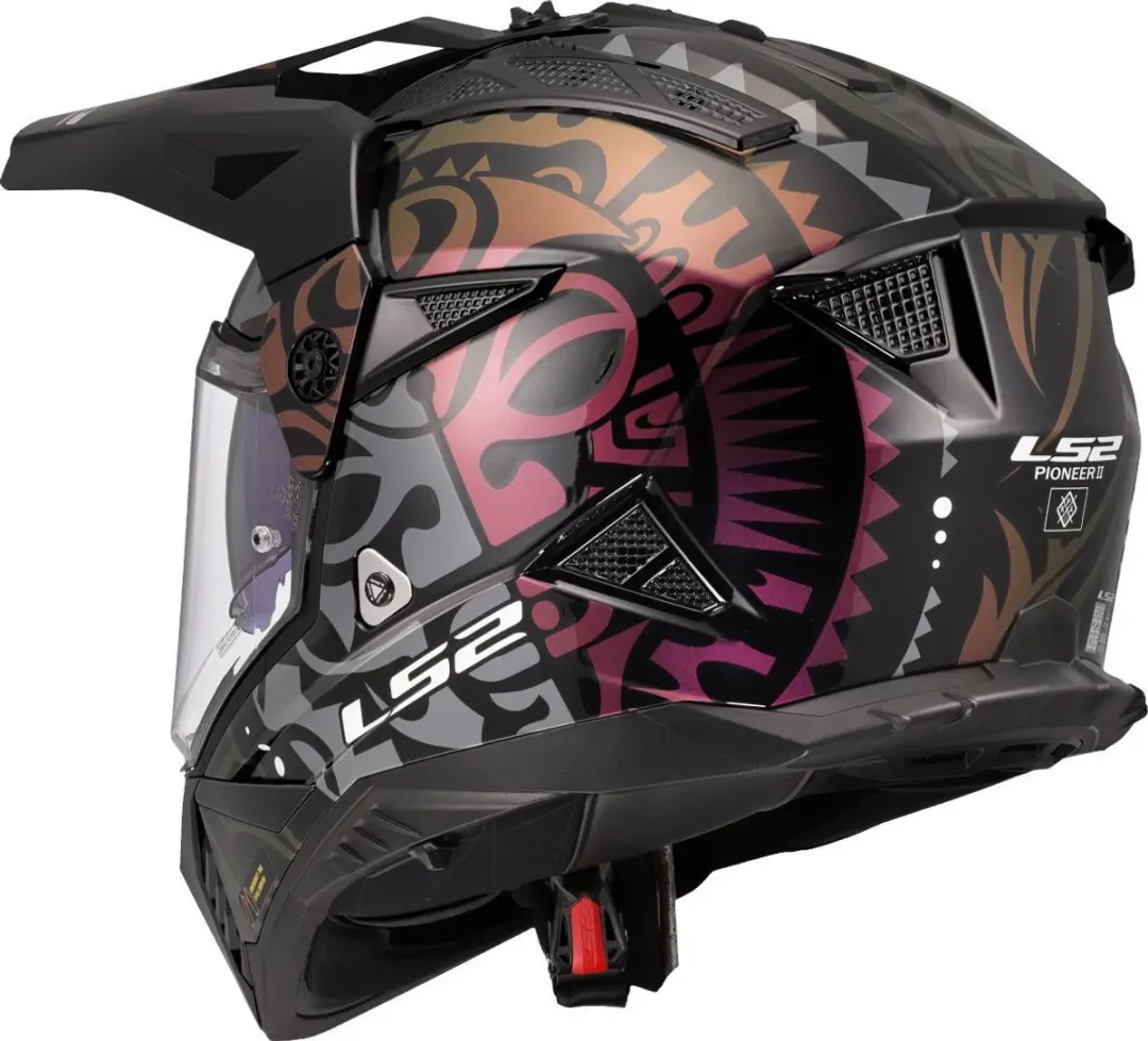 LS2 Pioneer II Rangi MX702 Motorhelm - Zwart/Paars - afbeelding 6 van 6