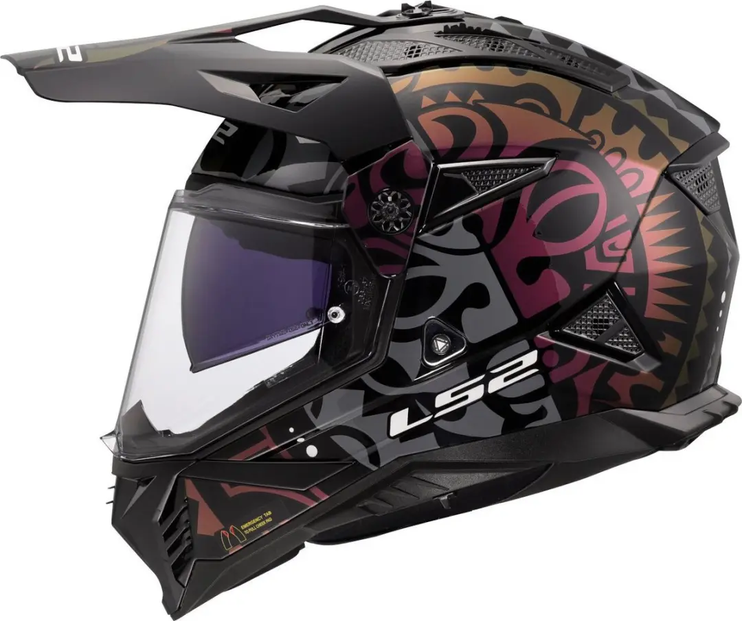 LS2 Pioneer II Rangi MX702 Motorhelm - Zwart/Paars - afbeelding 3 van 6