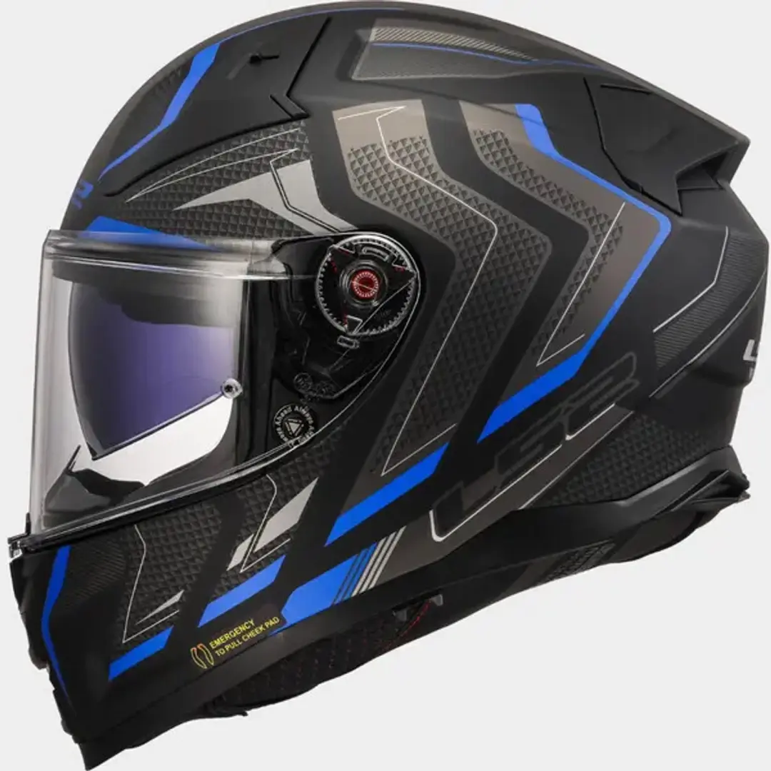 LS2 FF811 Vector II Alizer Integraalhelm - Mat Zwart Blauw - afbeelding 3 van 3